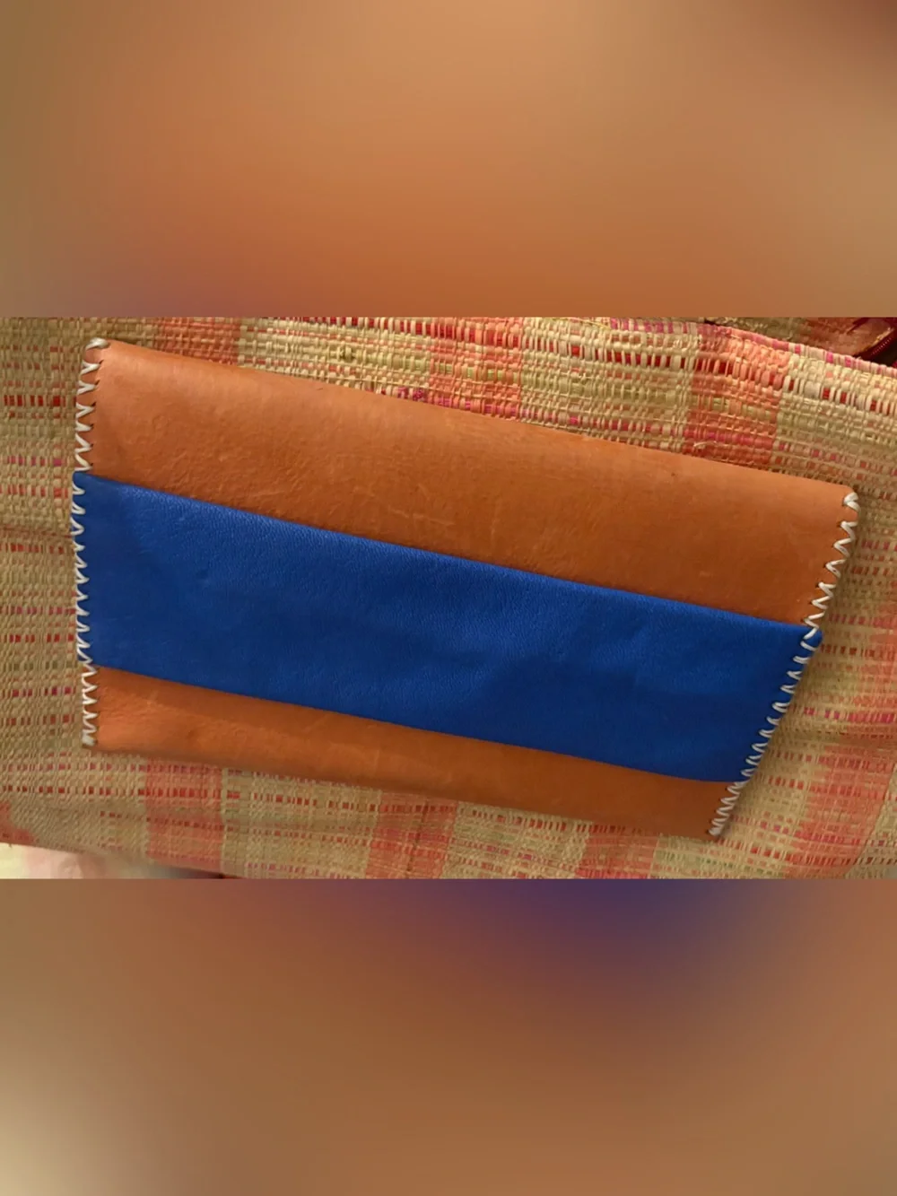 Noonday Brown and blue Leather clutch Stylish Everyday Carry